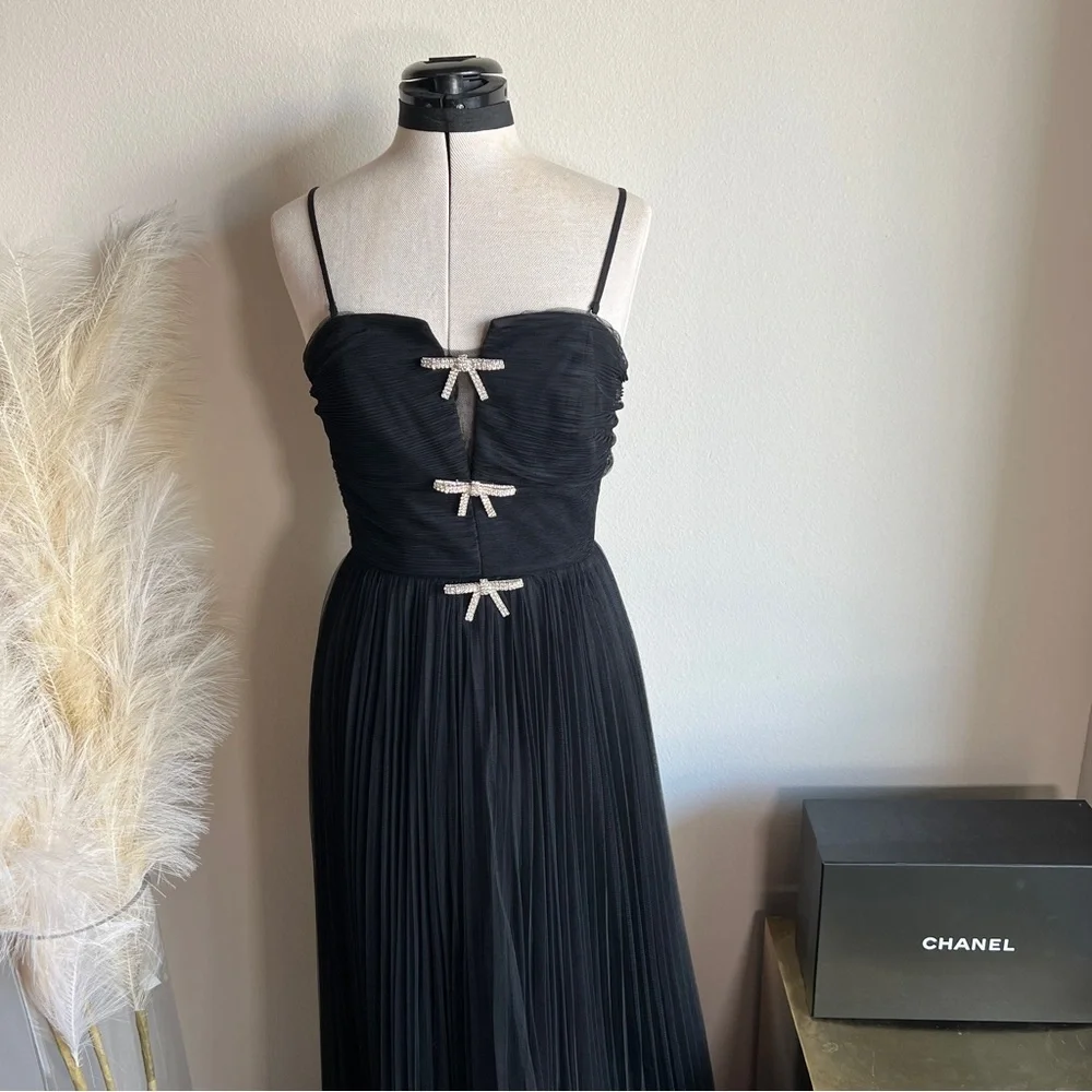 NWT Lucy Paris Black Tulle Maxi Dress Gown - Picture 10 of 12